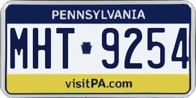 PA license plate MHT9254