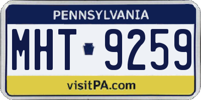 PA license plate MHT9259