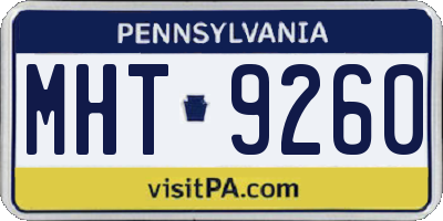 PA license plate MHT9260