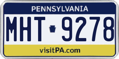 PA license plate MHT9278