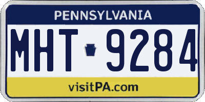 PA license plate MHT9284