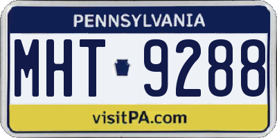 PA license plate MHT9288