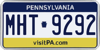 PA license plate MHT9292