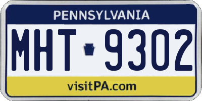PA license plate MHT9302