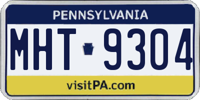 PA license plate MHT9304
