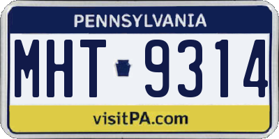 PA license plate MHT9314