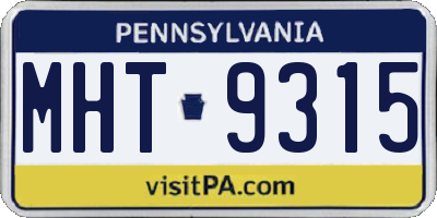 PA license plate MHT9315