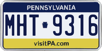 PA license plate MHT9316