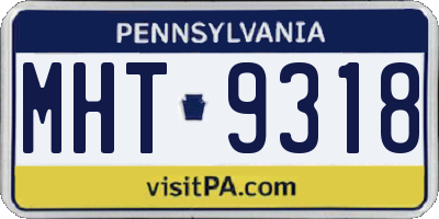 PA license plate MHT9318