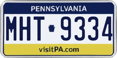 PA license plate MHT9334