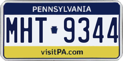 PA license plate MHT9344