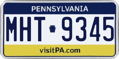 PA license plate MHT9345