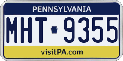 PA license plate MHT9355