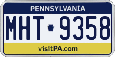 PA license plate MHT9358