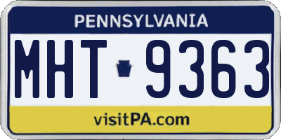 PA license plate MHT9363