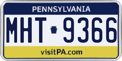 PA license plate MHT9366