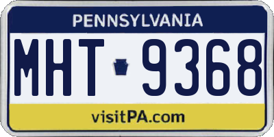 PA license plate MHT9368