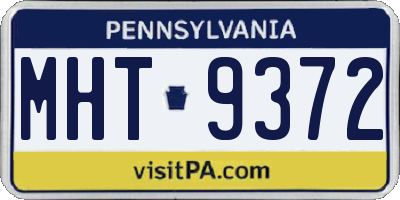 PA license plate MHT9372