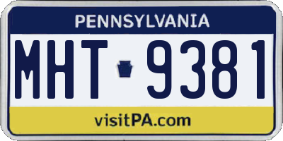 PA license plate MHT9381