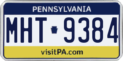 PA license plate MHT9384