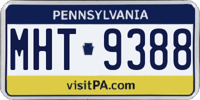 PA license plate MHT9388