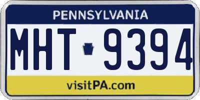 PA license plate MHT9394