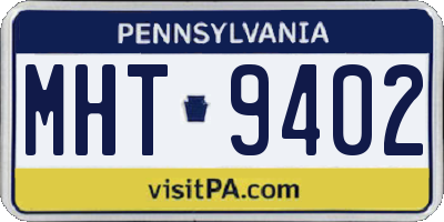 PA license plate MHT9402