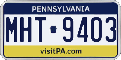 PA license plate MHT9403