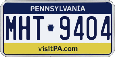 PA license plate MHT9404