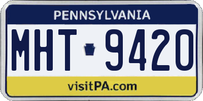 PA license plate MHT9420