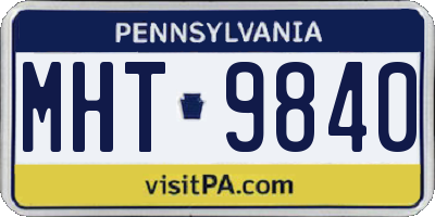 PA license plate MHT9840