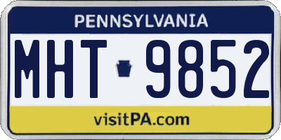 PA license plate MHT9852