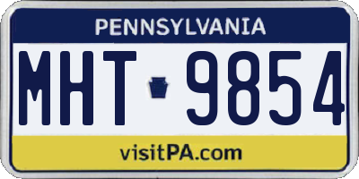 PA license plate MHT9854