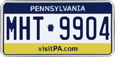 PA license plate MHT9904