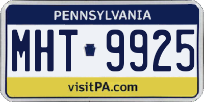 PA license plate MHT9925