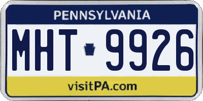 PA license plate MHT9926