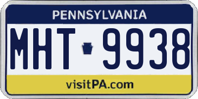 PA license plate MHT9938