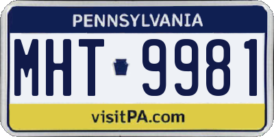 PA license plate MHT9981
