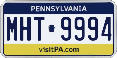 PA license plate MHT9994