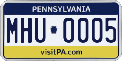 PA license plate MHU0005