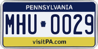 PA license plate MHU0029