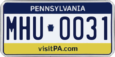 PA license plate MHU0031