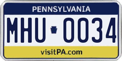 PA license plate MHU0034