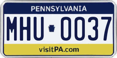 PA license plate MHU0037