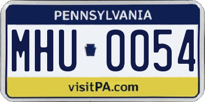PA license plate MHU0054