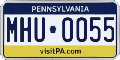 PA license plate MHU0055