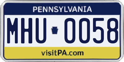 PA license plate MHU0058