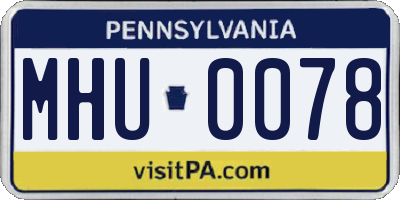 PA license plate MHU0078