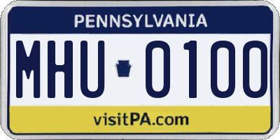 PA license plate MHU0100