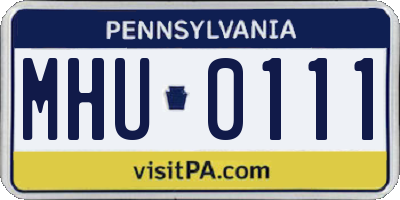 PA license plate MHU0111